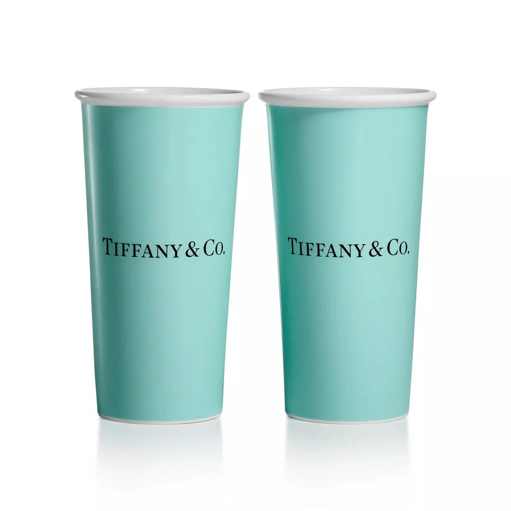 NWT Tiffany & Co. Set of (2) Large Coffee Cups in ‘Tiffany Blue’ Bone China